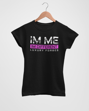 Womens Summer Black T-Shirt Im Me by Luxury Forbes