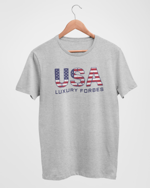 USA Men's Grey T-Shirt by Luxury Forbes