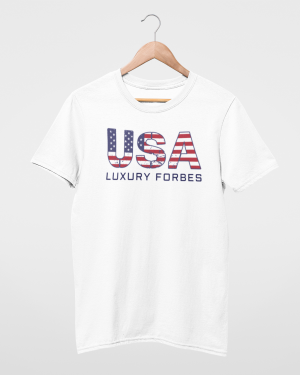 USA Men's White T-Shirt by Luxury Forbes