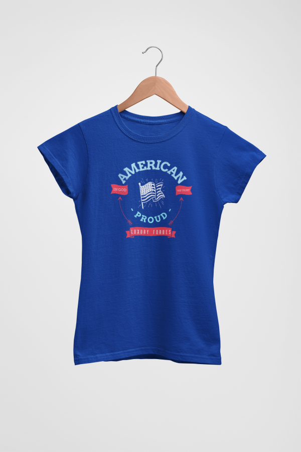 American Proud Women's Blue T-Shirt