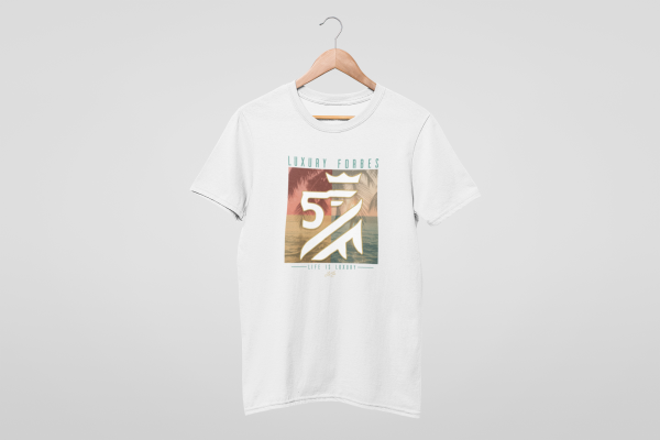 Short-Sleeve Mens White Graphic T-shirt (Colors of the Ocean)