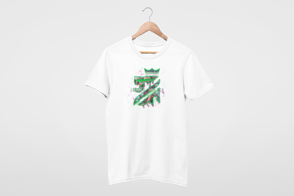 Short-Sleeve Graphic T-shirt (Splash of Luxury) Green & Pink